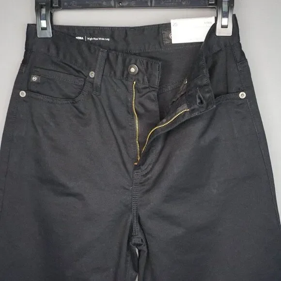 AG Women's Jeans Kora High Rise Wide Leg Jeans in Deep Black Wash size 25 - Picture 13 of 15